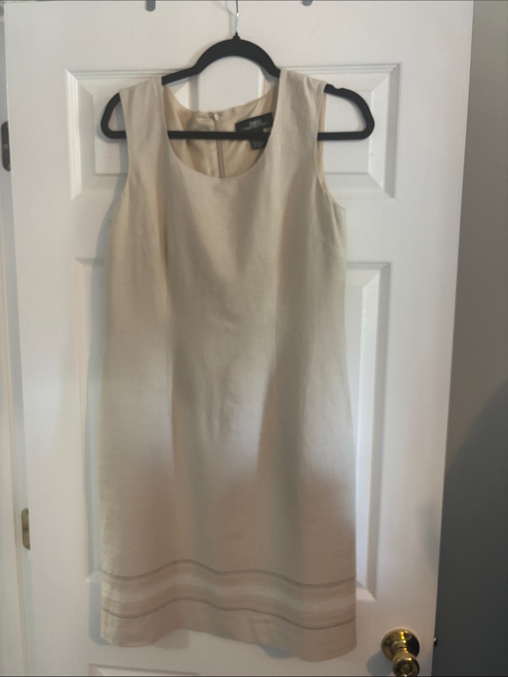 Classic Tan Linen Blend Sleeveless Shift Dress Size8